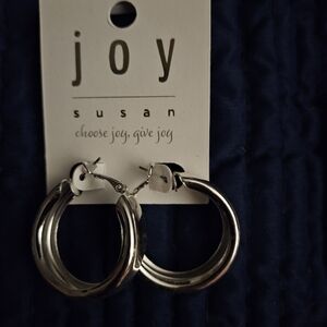 Joy Susan Shiny Silver Hoop Earrings